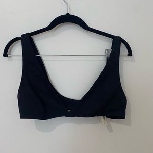 Solid & Striped Black Open V Scoop Back Bikini Top